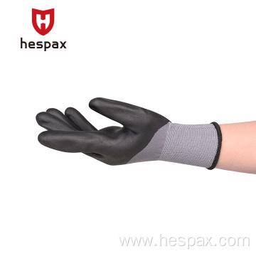 Hespax Wholesale Microfoam 3/4 Nitrile Dotted Labour Gloves
